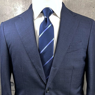 京都丹後産ネクタイ ブルーストライプ1 シルク100%