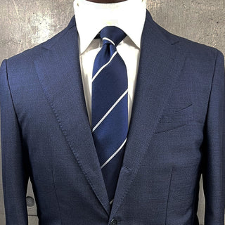 京都丹後産ネクタイ ブルーストライプ2 シルク100%