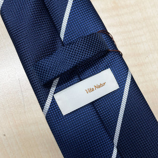 京都丹後産ネクタイ ブルーストライプ2 シルク100%