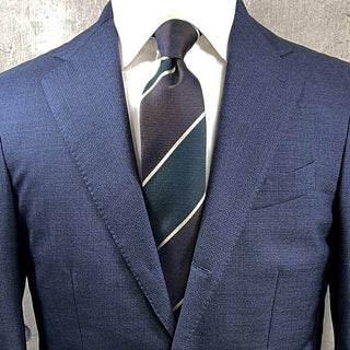 京都丹後産ネクタイ グリーンストライプ2 シルク100%