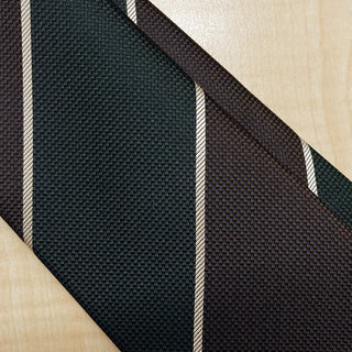 京都丹後産ネクタイ グリーンストライプ2 シルク100%