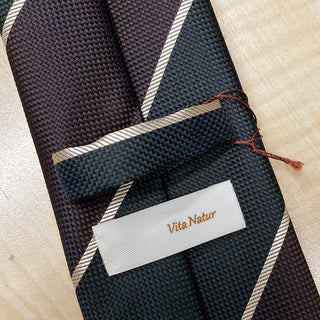 京都丹後産ネクタイ グリーンストライプ2 シルク100%