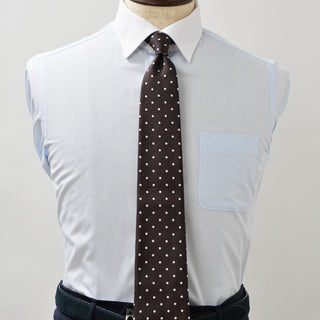 京都丹後産ネクタイ ブラウンドット シルク100%