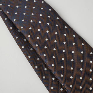 京都丹後産ネクタイ ブラウンドット シルク100%