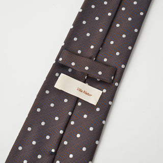 京都丹後産ネクタイ ブラウンドット シルク100%
