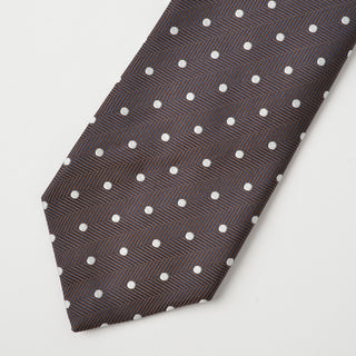 京都丹後産ネクタイ ブラウンドット シルク100%
