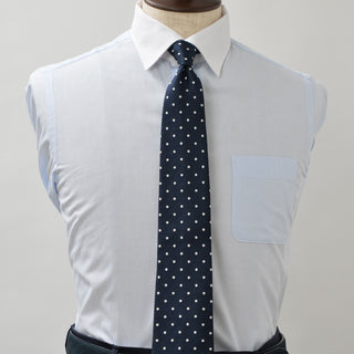 京都丹後産ネクタイ ダークネイビードット シルク100%