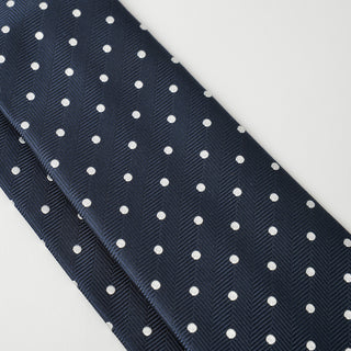 京都丹後産ネクタイ ダークネイビードット シルク100%