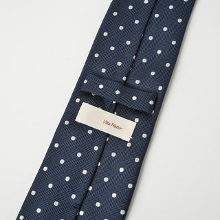 京都丹後産ネクタイ ダークネイビードット シルク100%