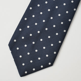 京都丹後産ネクタイ ダークネイビードット シルク100%