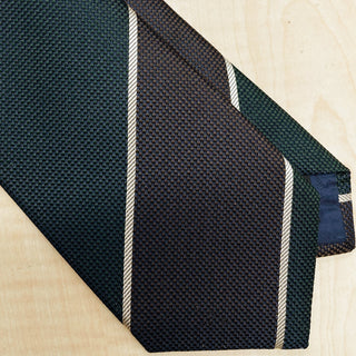 京都丹後産ネクタイ グリーンストライプ2 シルク100%
