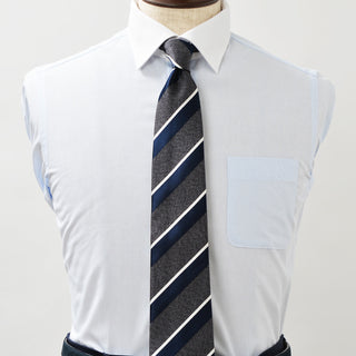 京都丹後産ネクタイ グレーストライプ2 メランジシルク糸使用