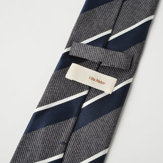 京都丹後産ネクタイ グレーストライプ2 メランジシルク糸使用