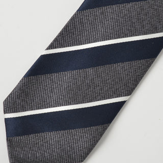 京都丹後産ネクタイ グレーストライプ2 メランジシルク糸使用
