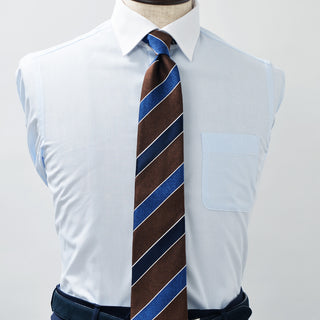 京都丹後産ネクタイ ブラウンストライプ1 メランジシルク糸使用