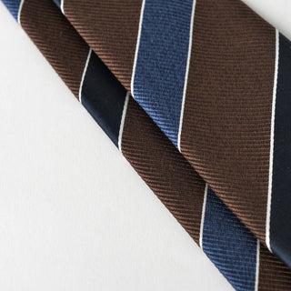 京都丹後産ネクタイ ブラウンストライプ1 メランジシルク糸使用