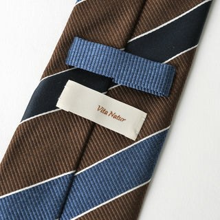 京都丹後産ネクタイ ブラウンストライプ1 メランジシルク糸使用