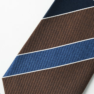 京都丹後産ネクタイ ブラウンストライプ1 メランジシルク糸使用