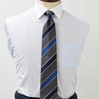 京都丹後産ネクタイ グレーストライプ1 メランジシルク糸使用