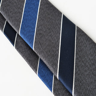 京都丹後産ネクタイ グレーストライプ1 メランジシルク糸使用