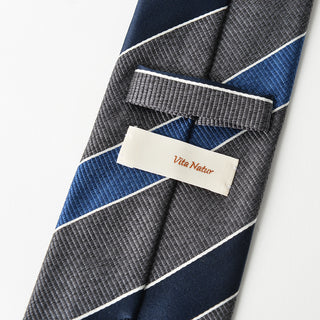 京都丹後産ネクタイ グレーストライプ1 メランジシルク糸使用