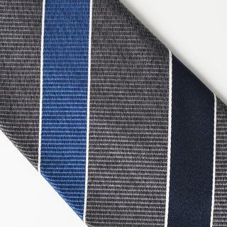 京都丹後産ネクタイ グレーストライプ1 メランジシルク糸使用