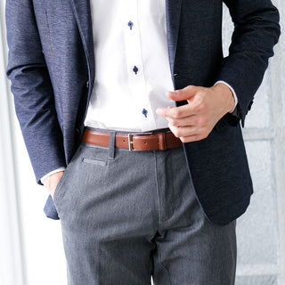 メンズベルト FAEDA 牛革 レザー ブラウンスムース