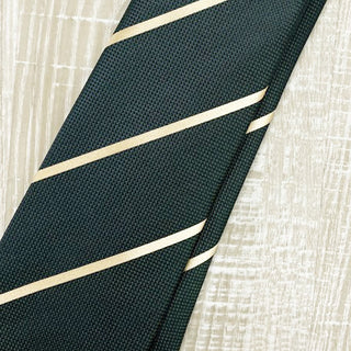 京都丹後産ネクタイ グリーンストライプ1 シルク100%