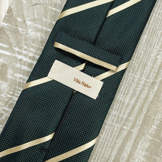 京都丹後産ネクタイ グリーンストライプ1 シルク100%