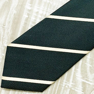 京都丹後産ネクタイ グリーンストライプ1 シルク100%