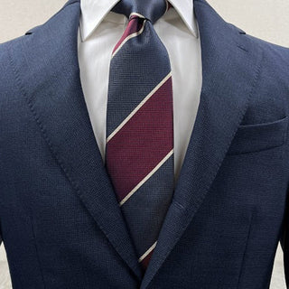 京都丹後産ネクタイ ワインストライプ2 シルク100%
