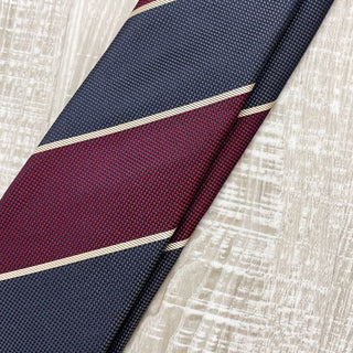 京都丹後産ネクタイ ワインストライプ2 シルク100%