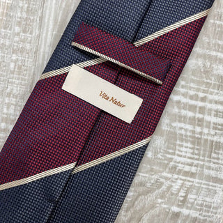 京都丹後産ネクタイ ワインストライプ2 シルク100%