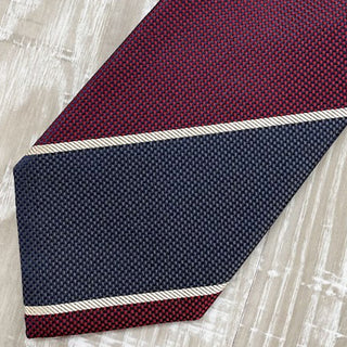 京都丹後産ネクタイ ワインストライプ2 シルク100%