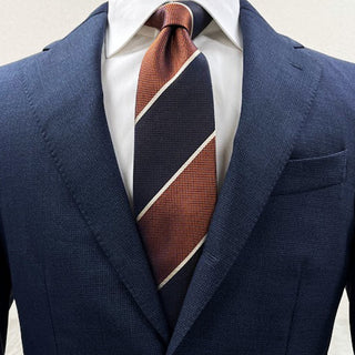 京都丹後産ネクタイ オレンジストライプ2 シルク100%