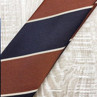 京都丹後産ネクタイ オレンジストライプ2 シルク100%