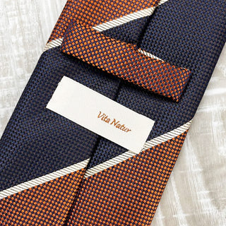 京都丹後産ネクタイ オレンジストライプ2 シルク100%