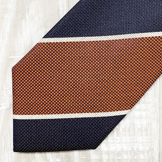 京都丹後産ネクタイ オレンジストライプ2 シルク100%