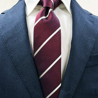 京都丹後産ネクタイ ワインストライプ1 シルク100%