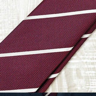 京都丹後産ネクタイ ワインストライプ1 シルク100%