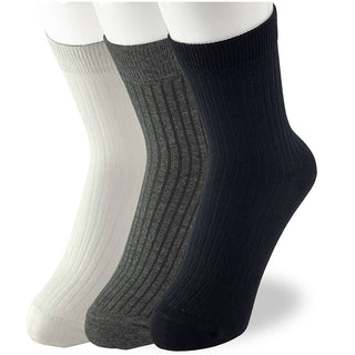 レディース靴下 3足セット モノトーン「すっきりリブタイプ」 日本製 高機能