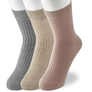レディース靴下 3足セット ナチュラル「すっきりリブタイプ」 日本製 高機能