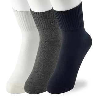 レディース靴下 3足セット モノトーン「ゆったりリブタイプ」日本製 高機能