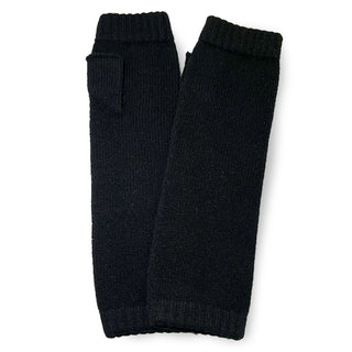 WOOL100％ アームウォーマー ロングタイプ ブラック 手袋 ホールガーメント製法