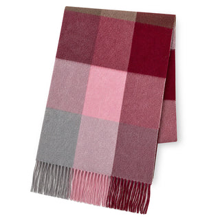 Cashmere100% 체크 머플러 Check-Wine 체크-와인(오리지널 BOX들이) 35 cm×186 cm 