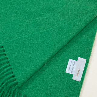 Cashmere100％ Women’sマフラー Green 無地 グリーン 30cm幅