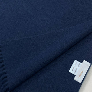 Cashmere100％ Women’sマフラー Navy 無地 ネイビー 30cm幅