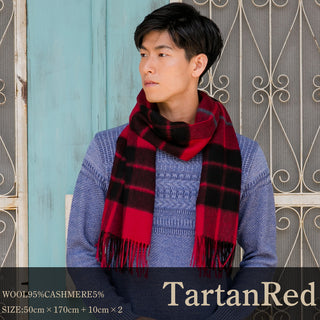 CashmereBlend 체크 스톨 TartanCheck Red 타탄 체크 레드 60cm×190cm 