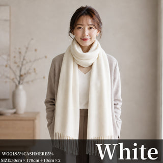CashmereBlend 플레인 스톨 White 무지 화이트 60cm×190cm 