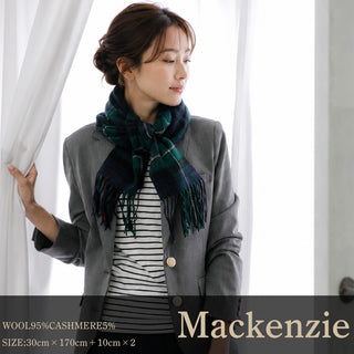 CashmereBlend 체크 머플러 Mackenzie 맥켄지 30cm×190cm